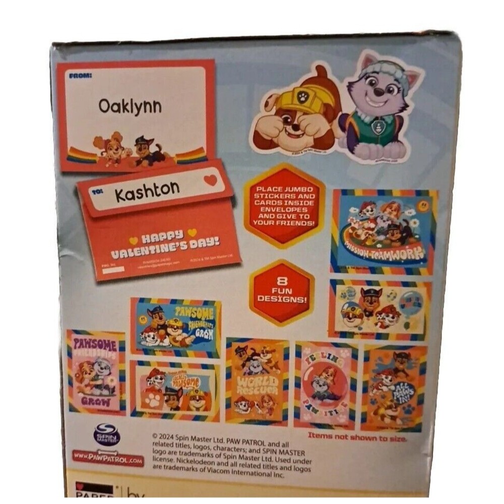 Paw Patrol 16 Valentines With 16 Jumbo Stickers & 48 Heart Seals - 2pks NEW - Picture 3 of 3